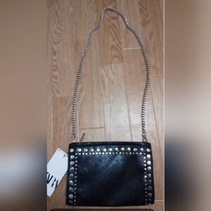 Nwot Zara Black Studded Chain Crossbody Bag . Firm $.